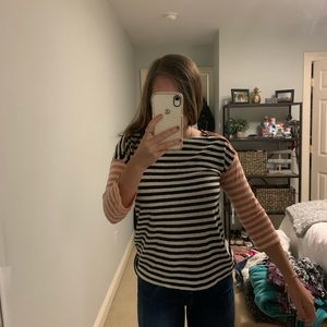 Black and light orange striped long sleeve